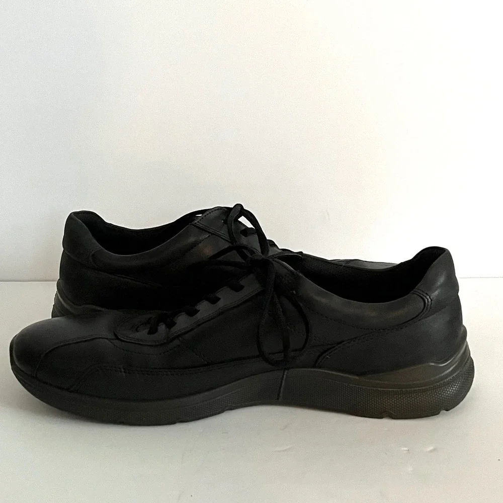 ECCO Men's Irving Black Leather Low Top Sneakers Casual Walking Shoes 47 13-13.5